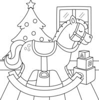 cavalo de balanço de natal para colorir para crianças vetor