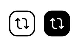 retweetar, repostar, compartilhar o vetor de ícone do botão isolado no fundo quadrado