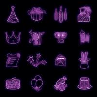 conjunto de ícones de aniversário neon vector