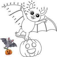 ponto a ponto morcego vampiro colorir isolado de halloween vetor