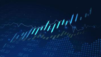 gráfico de gráfico de vara de vela de negócios de negociação de investimento do mercado de ações sobre fundo azul. ponto de alta, tendência de alta do gráfico. desenho vetorial de economia vetor