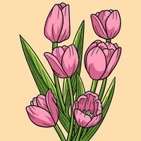ilustração de desenho animado colorido de flor de tulipa vetor