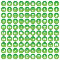 100 ícones de férias de primavera definir círculo verde vetor