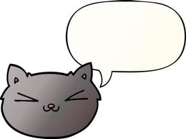gato de desenho animado feliz e bolha de fala em estilo gradiente suave vetor