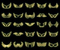 conjunto de ícones de asas vetor neon