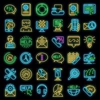 conjunto de ícones de centro de serviço neon vector