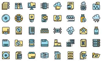 ícones de armazenamento definir vetor plano