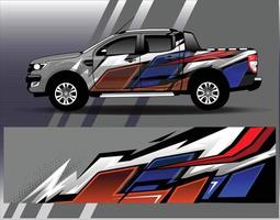 caminhão de vetor de design de envoltório de carro e decalque de van de carga. designs de fundo de corrida de listras abstratas gráficas para aventura de corrida de rally de veículos e libré de corrida de carros