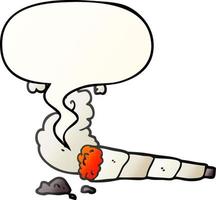 cigarro de desenho animado e bolha de fala em estilo gradiente suave vetor