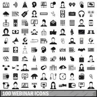 Conjunto de 100 ícones de webinar, estilo simples vetor