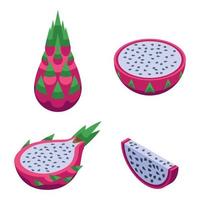 conjunto de ícones de pitaya, estilo isométrico vetor