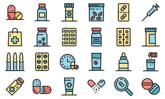 ícones de antibióticos definir vetor plano