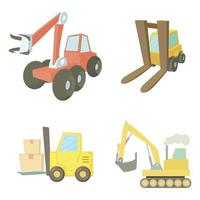 conjunto de ícones de veículos de construção, estilo cartoon vetor