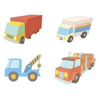 conjunto de ícones de caminhão, estilo cartoon vetor