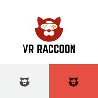 divertido jogo de óculos vr guaxinim mostrar logotipo animal vetor