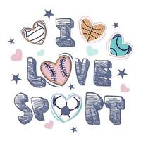 jogo de bola com ícone de 'amor esportivo' de corações