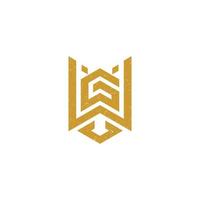 logotipo de letra inicial abstrata wg na cor dourada isolado em fundo branco aplicado para logotipo de imóveis e hipotecas também adequado para as marcas ou empresas que possuem nome inicial gw vetor