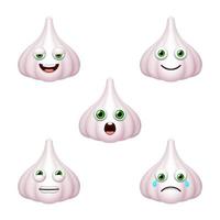 emoticon de alho fofo. conjunto de vetores isolados