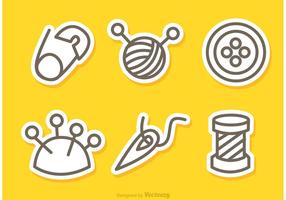 Sewing e Needlework Outline Icons Vetores