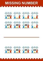 número ausente com tubo de ensaio. planilha para crianças vetor