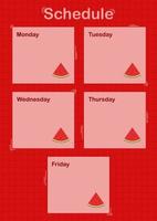 planejador diário e semanal com melancia vetor