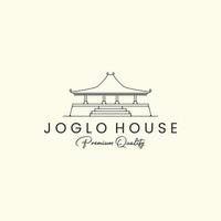 casa de joglo com design de modelo de ícone de logotipo de estilo de arte de linha. javanês, tradicional, cultura, ilustração vetorial vetor