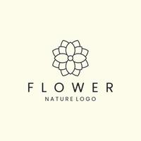 flor com ilustração em vetor ícone logotipo estilo linear. natureza, floral, design de modelo