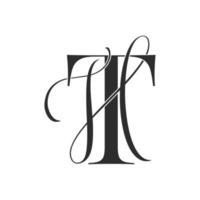 th, ht, logotipo do monograma. ícone de assinatura caligráfica. monograma do logotipo do casamento. símbolo de monograma moderno. logotipo de casais para casamento vetor