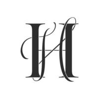 hh, hh, logotipo do monograma. ícone de assinatura caligráfica. monograma do logotipo do casamento. símbolo de monograma moderno. logotipo de casais para casamento vetor