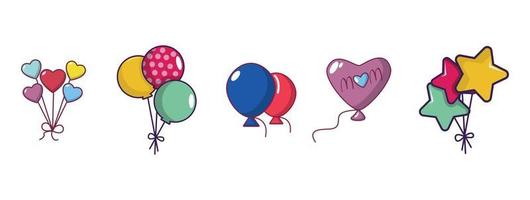 conjunto de ícones de balões, estilo cartoon