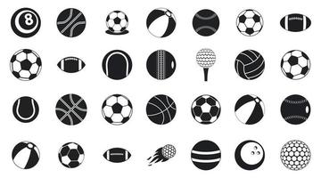 conjunto de ícones de bola, estilo simples vetor
