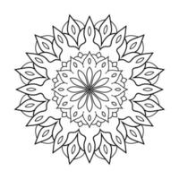 design de mandala floral com arte de linha preto e branco de estilo étnico vetor