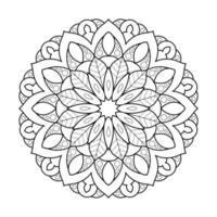 design de mandala floral com arte de linha preto e branco de estilo étnico vetor