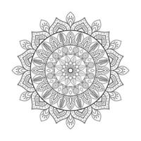 design de mandala floral com arte de linha preto e branco de estilo étnico vetor