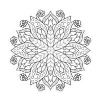 design de mandala floral com arte de linha preto e branco de estilo étnico vetor