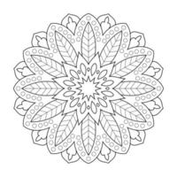 design de mandala floral com arte de linha preto e branco de estilo étnico vetor