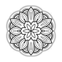 design de mandala floral com arte de linha preto e branco de estilo étnico vetor