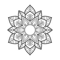 design de mandala floral com arte de linha preto e branco de estilo étnico vetor