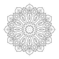 design de mandala floral com arte de linha preto e branco de estilo étnico vetor