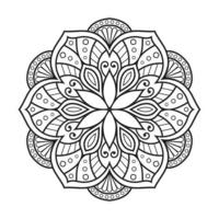 design de mandala floral com arte de linha preto e branco de estilo étnico vetor