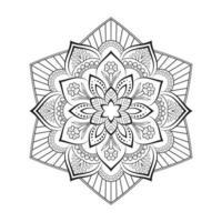 design de mandala floral com arte de linha preto e branco de estilo étnico vetor