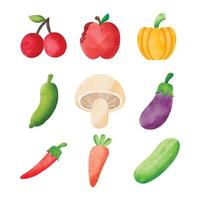 conjunto de frutas e vegetais vetor