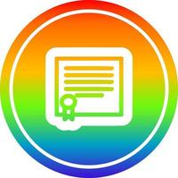 certificado de diploma circular no espectro do arco-íris vetor