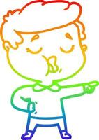 desenho de linha gradiente arco-íris desenho animado homem falando vetor