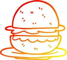 hambúrguer de desenho animado de desenho de linha gradiente quente vetor