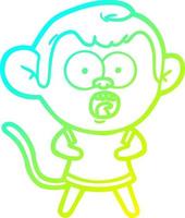 desenho de linha de gradiente frio desenho animado macaco chocado vetor