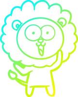 linha de gradiente frio desenhando leão de desenho animado feliz vetor
