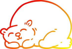 desenho de linha de gradiente quente conteúdo de desenho animado urso dormindo vetor