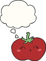 desenho de tomate e balão de pensamento vetor