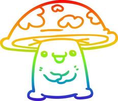desenho de linha de gradiente de arco-íris personagem de cogumelo de desenho animado vetor